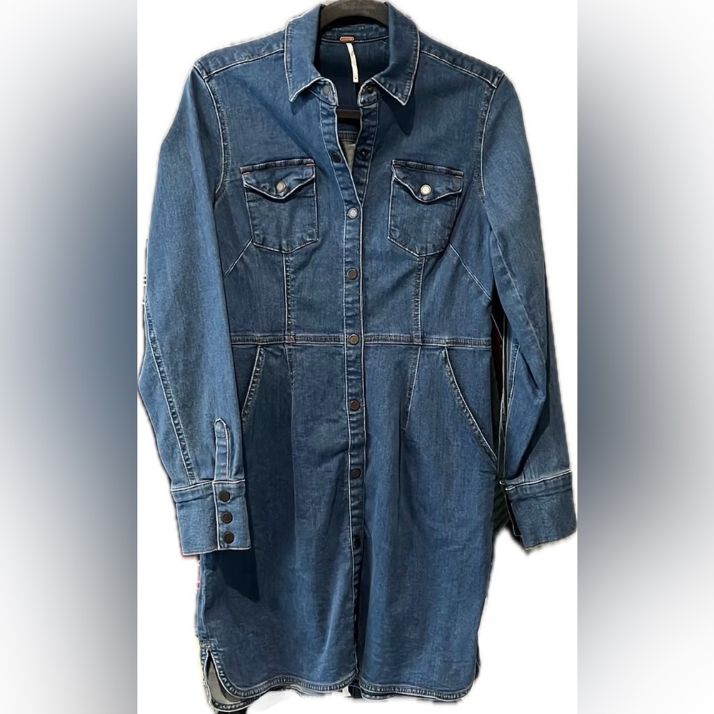 *New*Free People long sleeve  denim dress size M